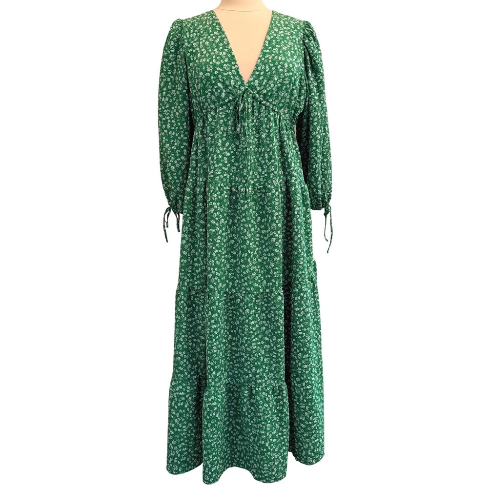 Tuckernuck Hyacinth House Mila Midi Dress Green Small Ditsy Floral Cottagecore